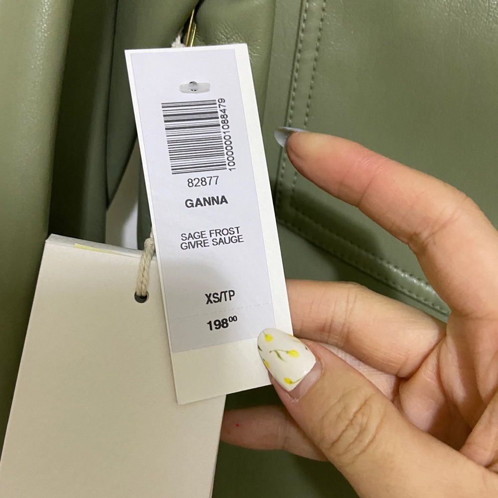 NWT Leather Ganna Jacket XS Sage Frost - Picture 5 of 5